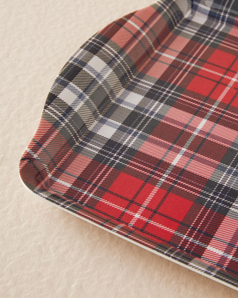 Plaid Melamin Tepsi Kırmızı