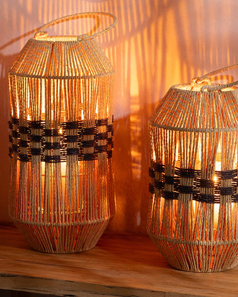 Plaid Örgü Fener Natural-Siyah
