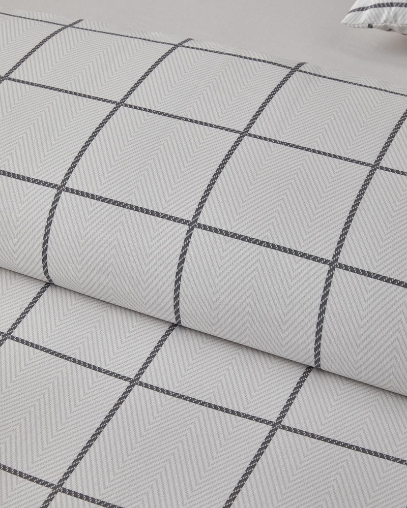 Plaid Wave Kolay Ütülenir Çift Kişilik Nevresim Takımı 200x220 cm Gri