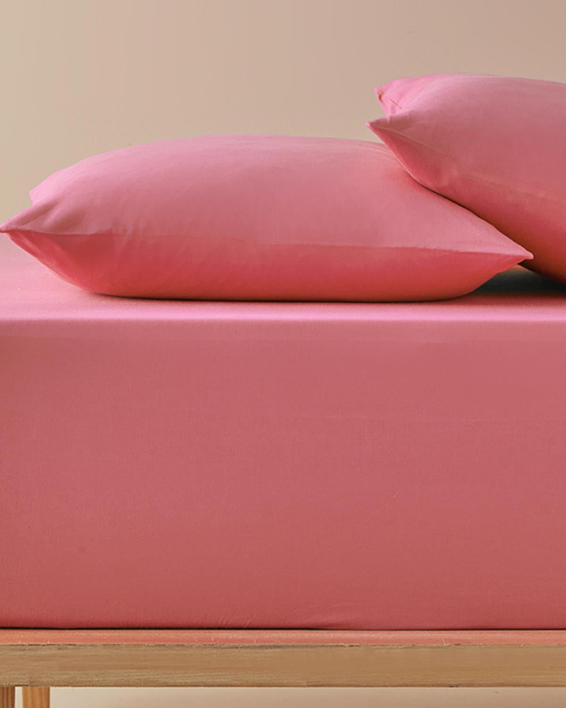 Plain King Size Lastikli Çarşaf Takımı Şeftali