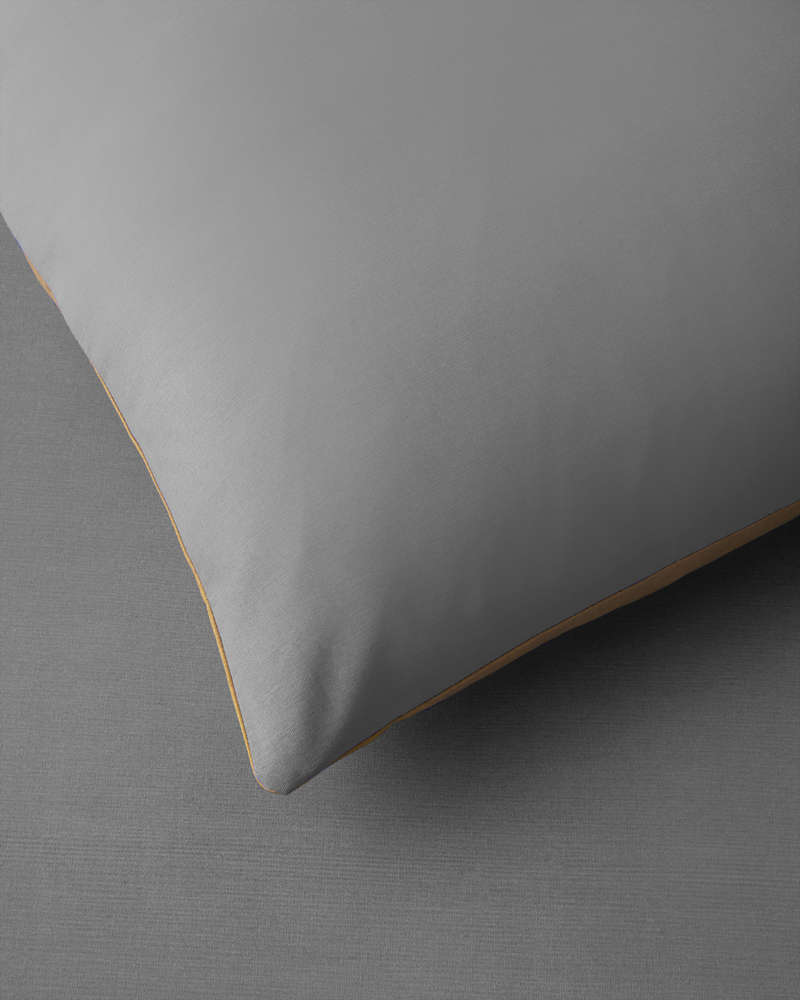 Plain Pamuk Çift Kişilik Nevresim Takımı 200x220 cm Gri-Sarı