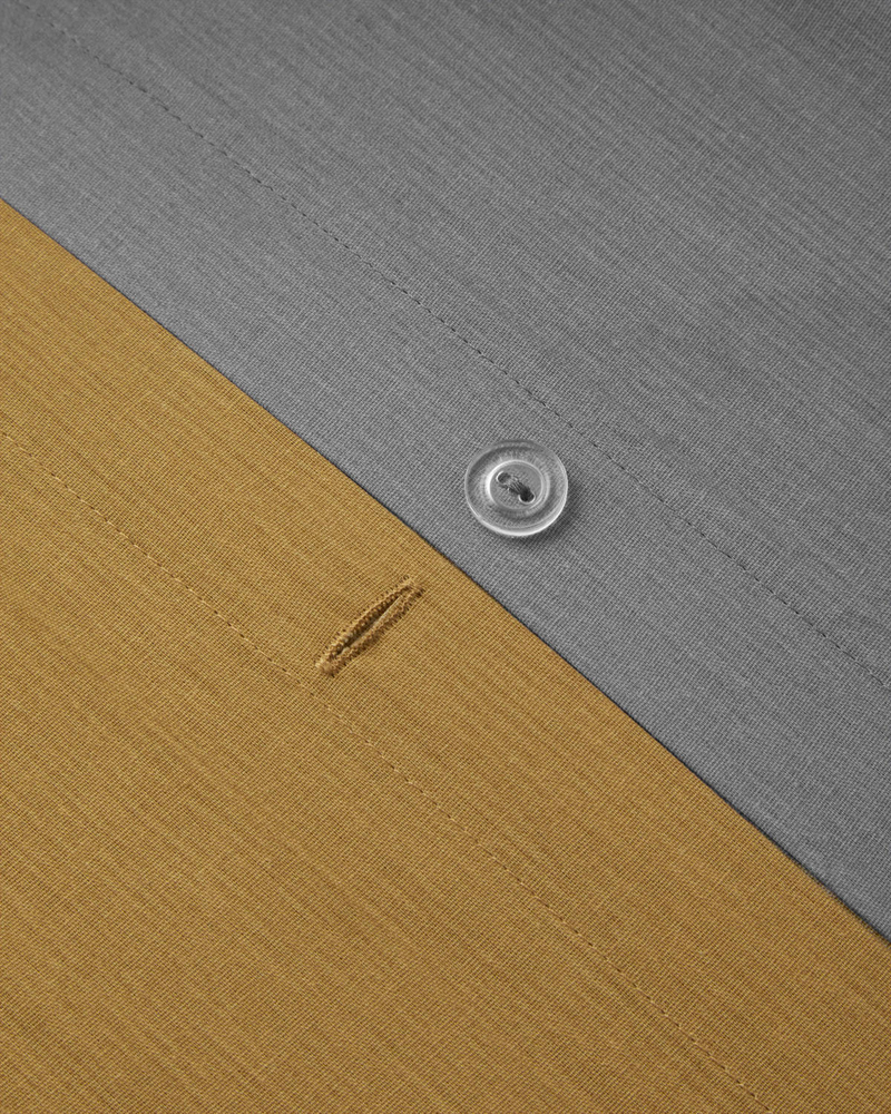 Plain Pamuk Çift Kişilik Nevresim Takımı 200x220 cm Gri-Sarı