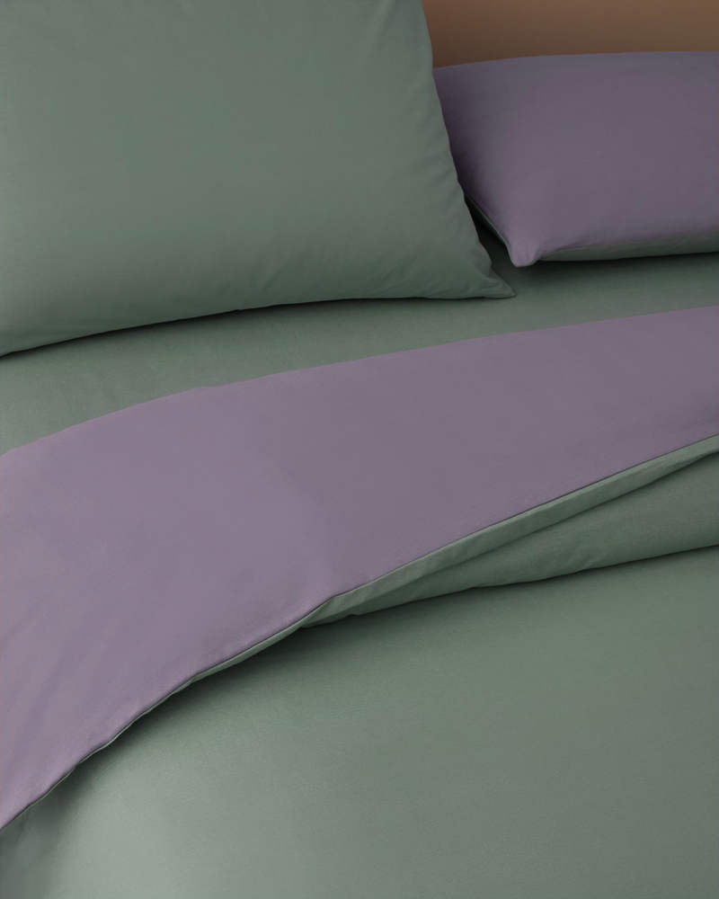 Plain Pamuk King Size Nevresim Takımı 240x220 cm Yeşil-mor