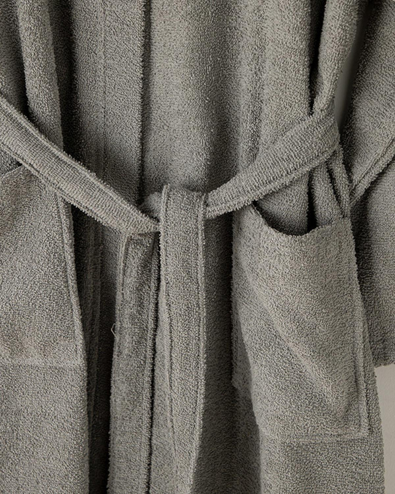 Plain Pamuklu Set Bornoz Seti S-M Koyu Gri