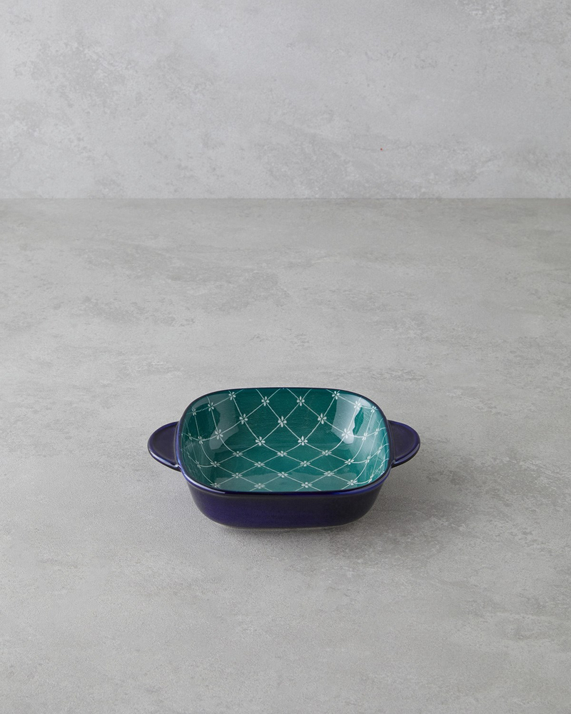 Plantopia Porselen Kayık Tabak 18x14 cm Lacivert-Yeşil