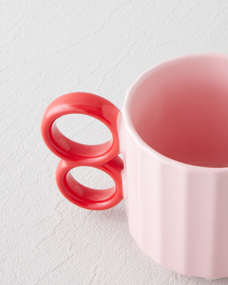 Playful Loop Seramik Kupa 350 ml Kırmızı-Pembe