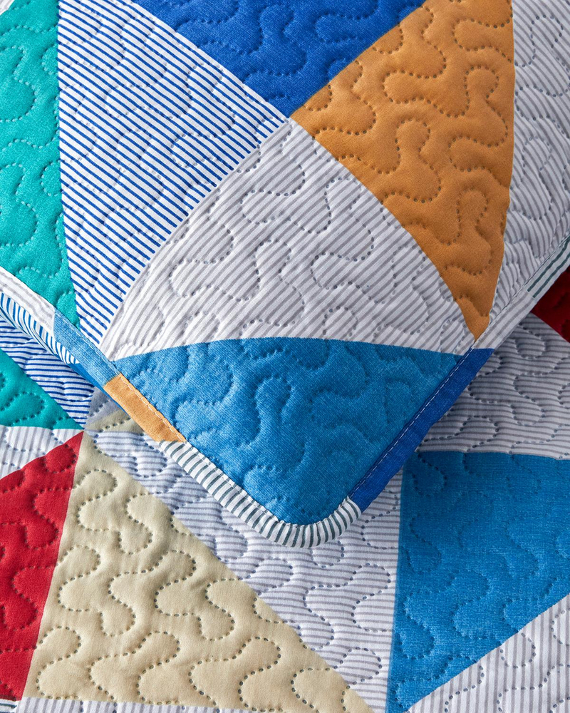 Playful Triangles Çok Amaçlı Tek Kişilik Yatak Örtüsü Takımı 160x220 cm Yeşil