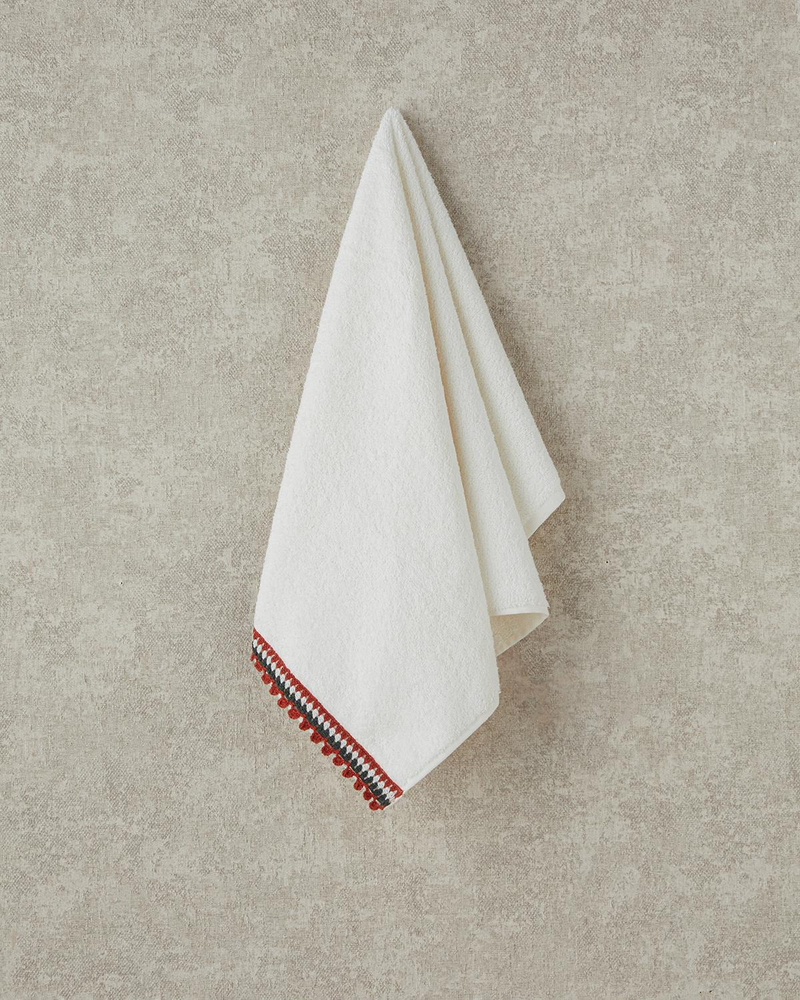 Popsy Pamuklu Kroşeli Yüz Havlusu 50x80 cm Ekru