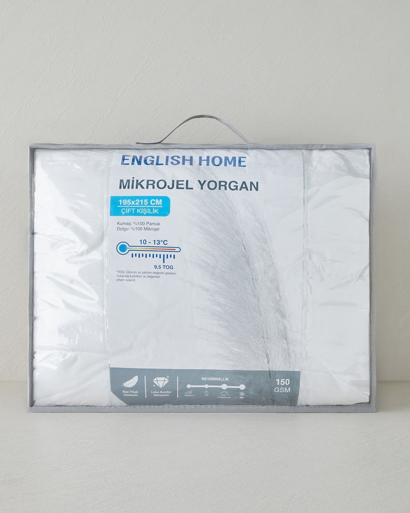 Premium Mikrojel Çift Kişilik Yorgan 195x215 cm Beyaz