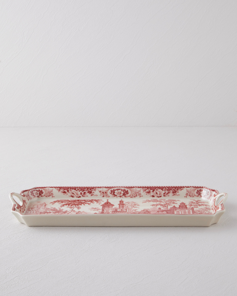 Preston Stoneware Kayık Tabak 38 cm Bordo