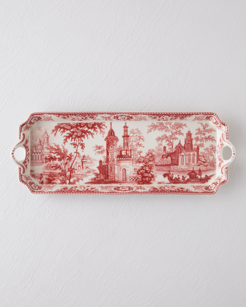 Preston Stoneware Kayık Tabak 38 cm Bordo