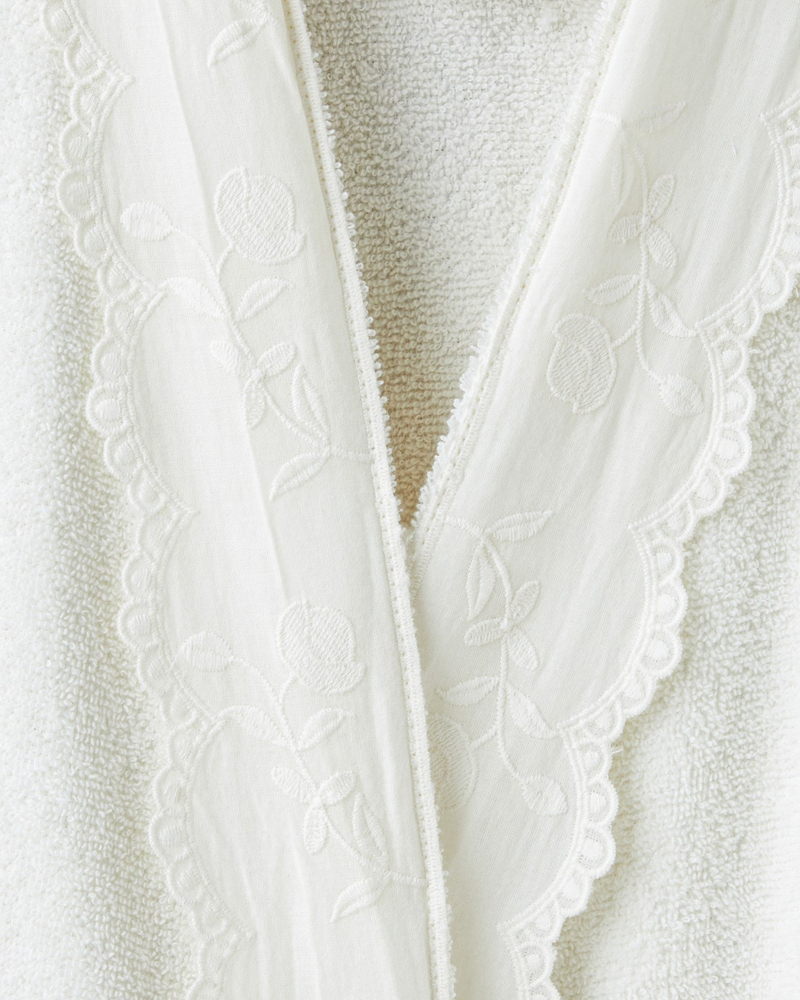 Pure Lace %100 Pamuk Bornoz L-XL Beyaz