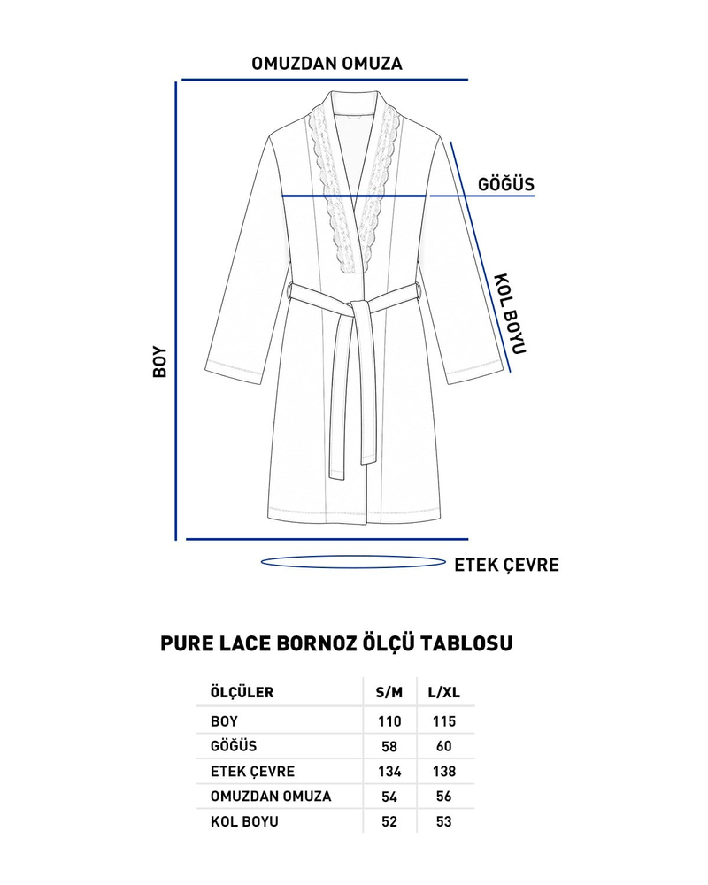 Pure Lace Pamuk Bornoz Beyaz