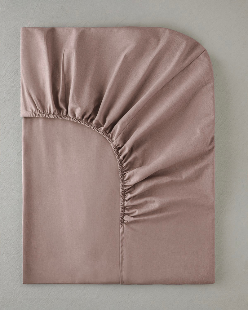 Pure Pamuk Penye Tek Kişilik Plus Lastikli Çarşaf 120x200 cm Gül Kurusu