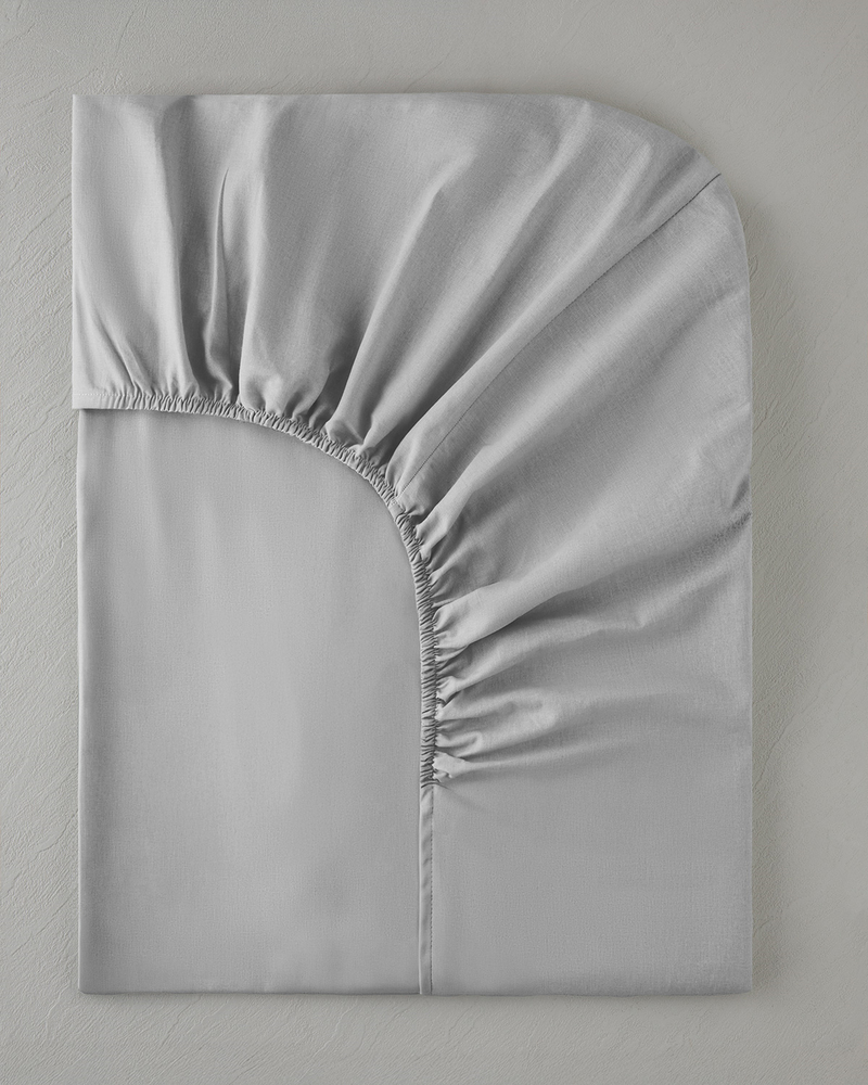 Pure Pamuklu Çift Kişilik Lastikli Çarşaf 160x200 cm Çakıl Taşı