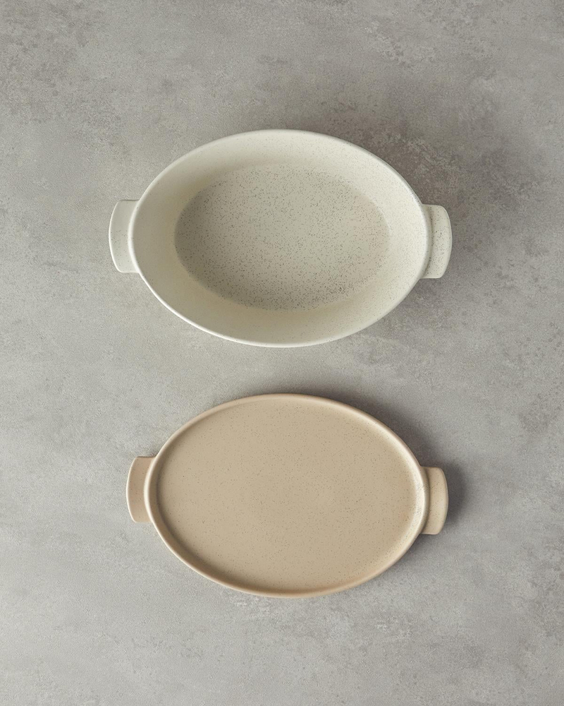 Pure Stoneware Oval Fırın Tenceresi 28x17,8x8 cm Krem