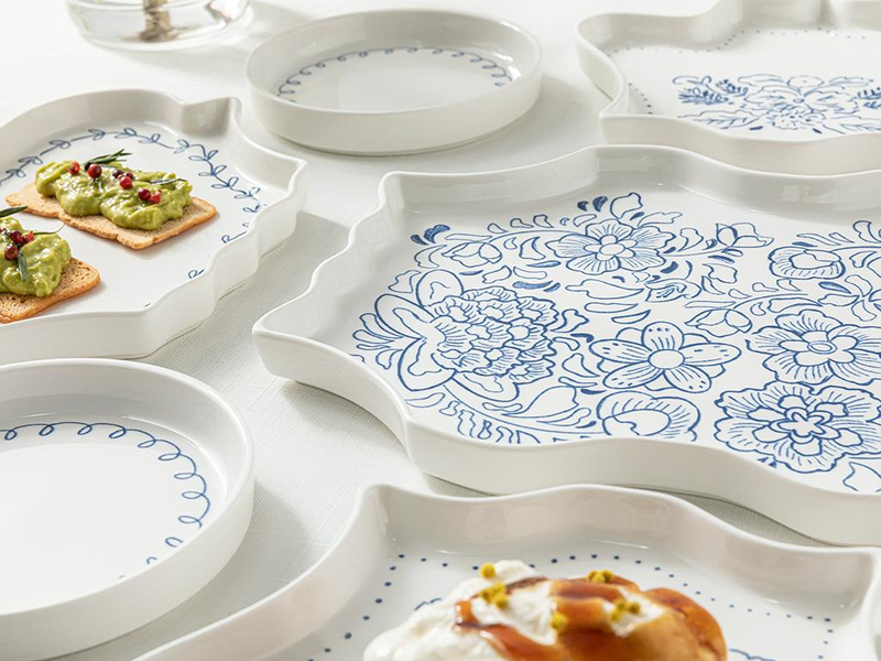 Puzzle New Bone China 4 Kişilik Sofra Seti 9 Parça Lacivert
