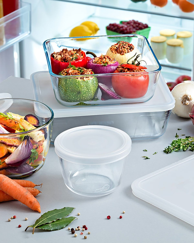 Pyrex Cook&Freeze Cam Dikdörtgen Kapaklı Saklama Kabı 0,8L Beyaz