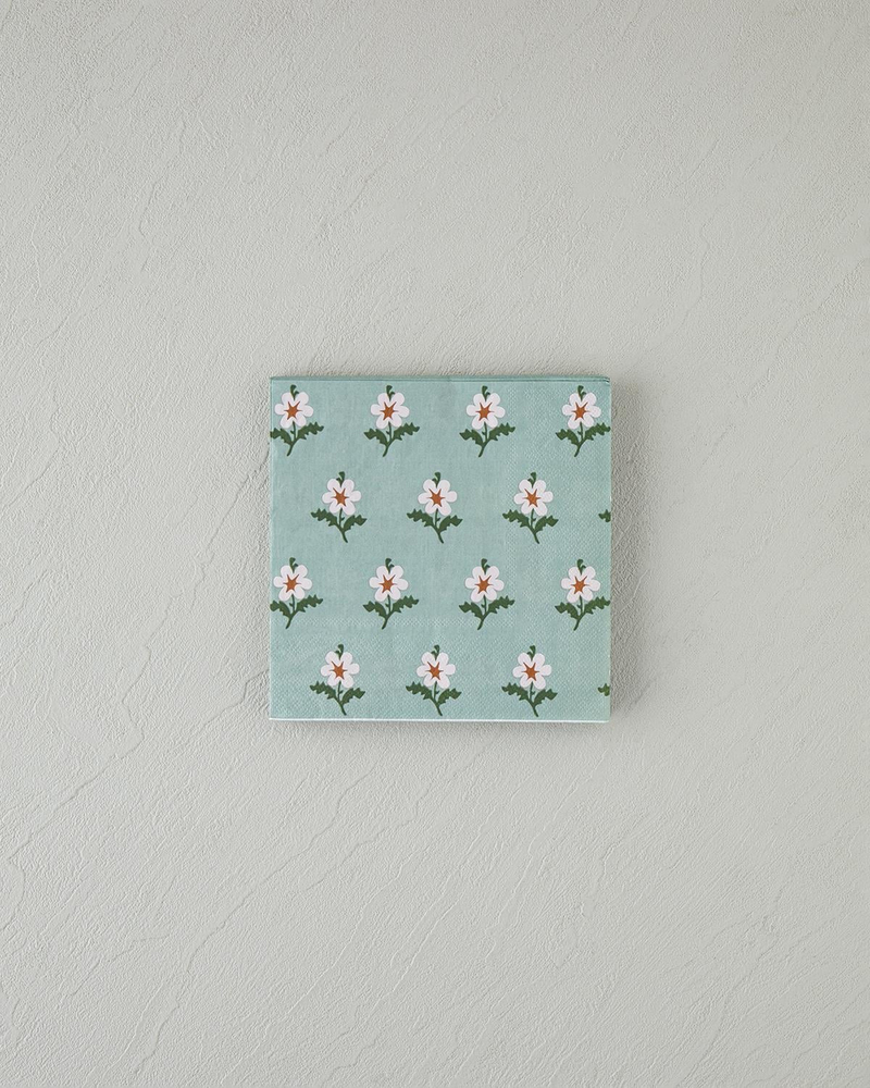 Retro Floral Kağıt 20'li Kağıt Peçete 33x33 cm Yeşil