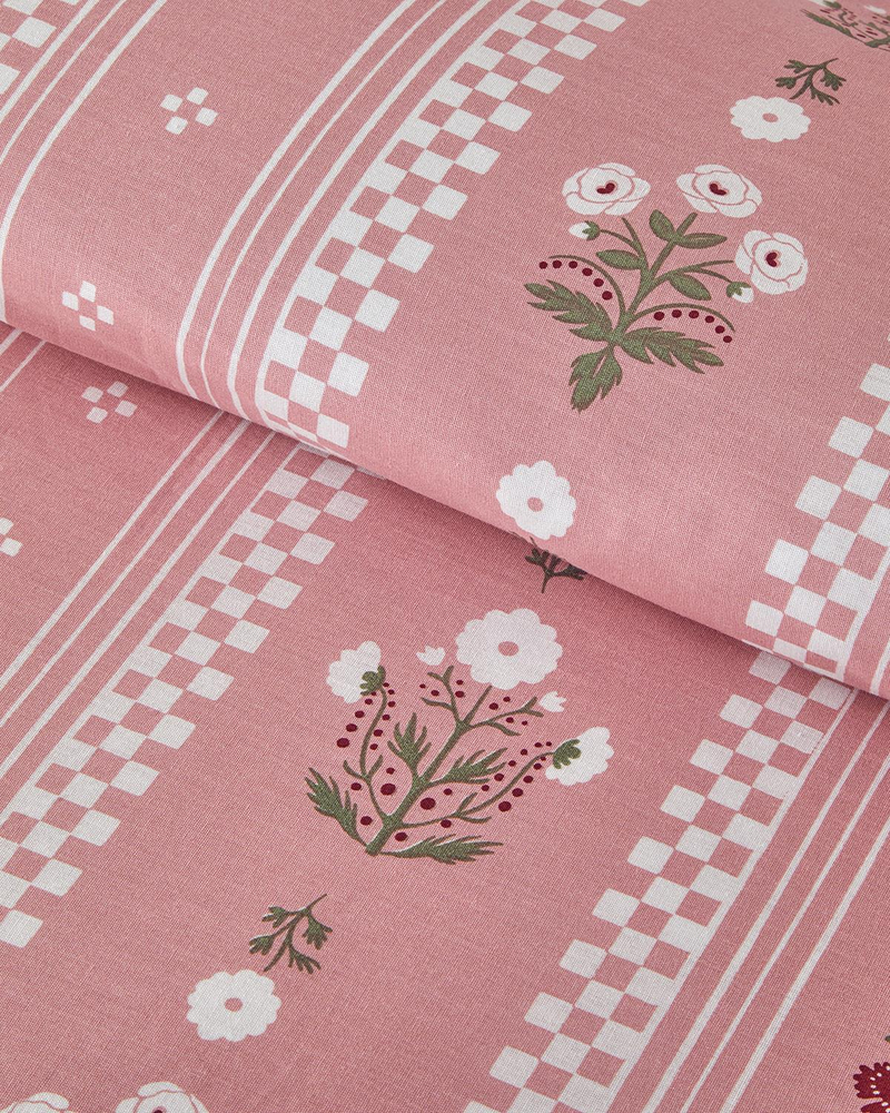 Retro Flower Pamuklu Tek Kişilik Nevresim Seti Pembe