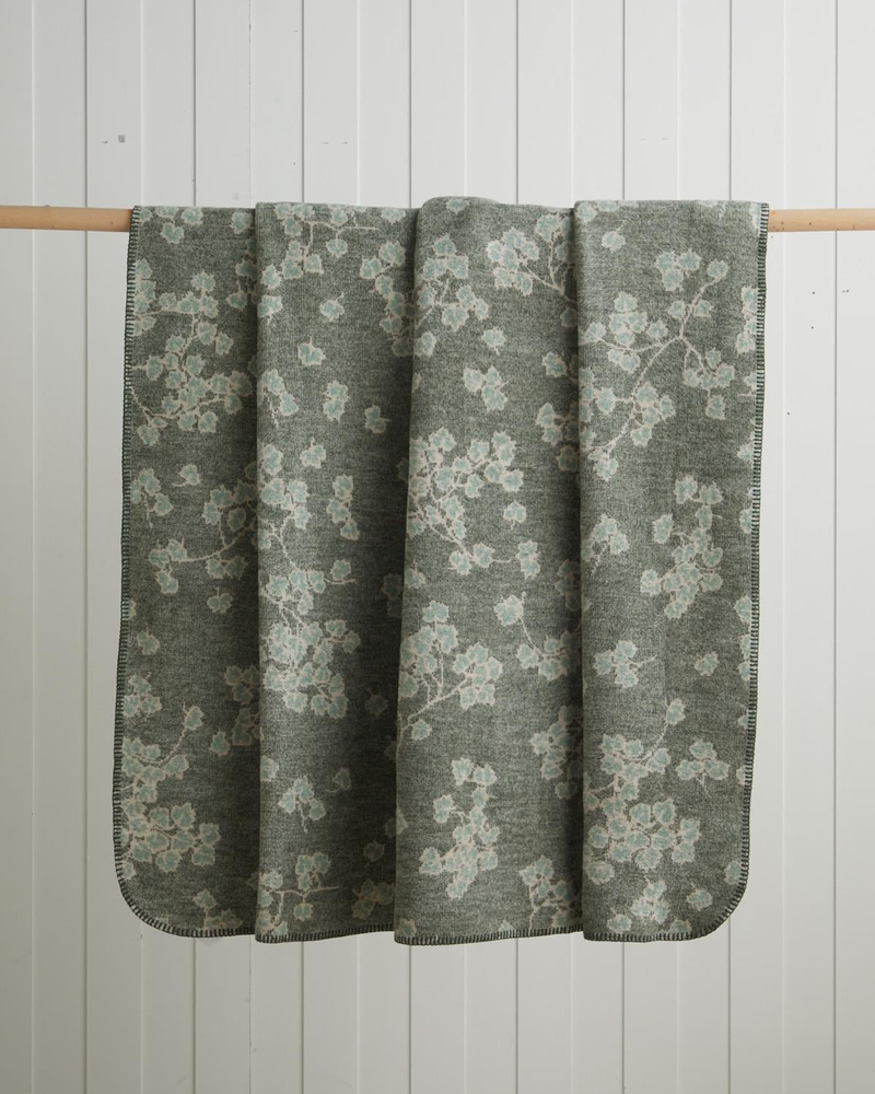Retro Leaf Pamuklu Çift Kişilik Battaniye 200x220 cm Haki