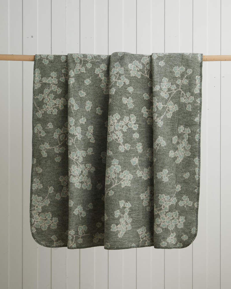 Retro Leaf Pamuklu Çift Kişilik Battaniye 200x220 cm Haki