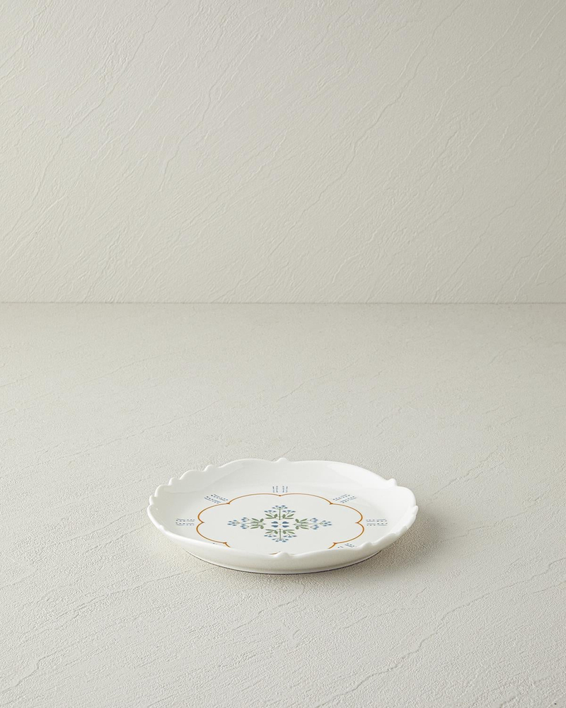 Retro Paisley New Bone China Pasta Tabağı 18 cm Beyaz - Mavi