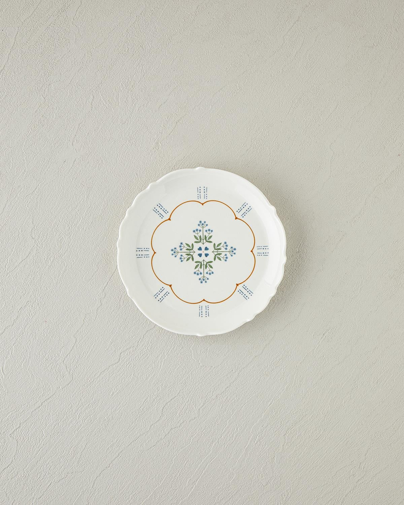 Retro Paisley New Bone China Pasta Tabağı 18 cm Beyaz - Mavi