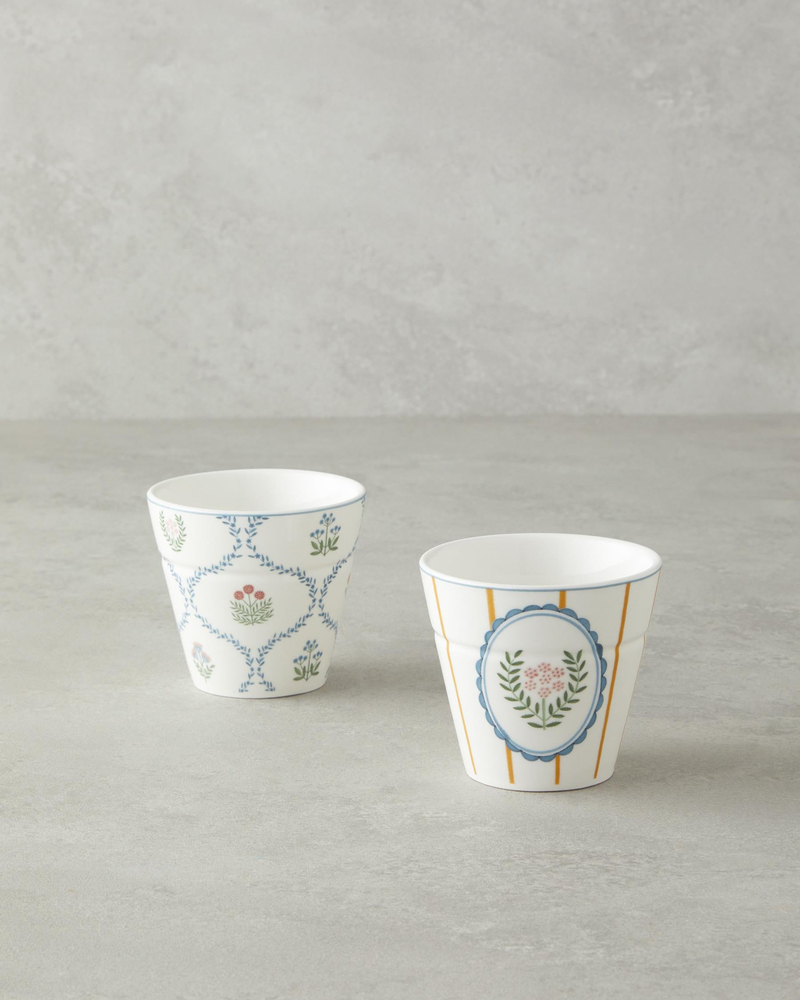 Retro Spring New Bone China Bardak 230 ml Beyaz - Mavi
