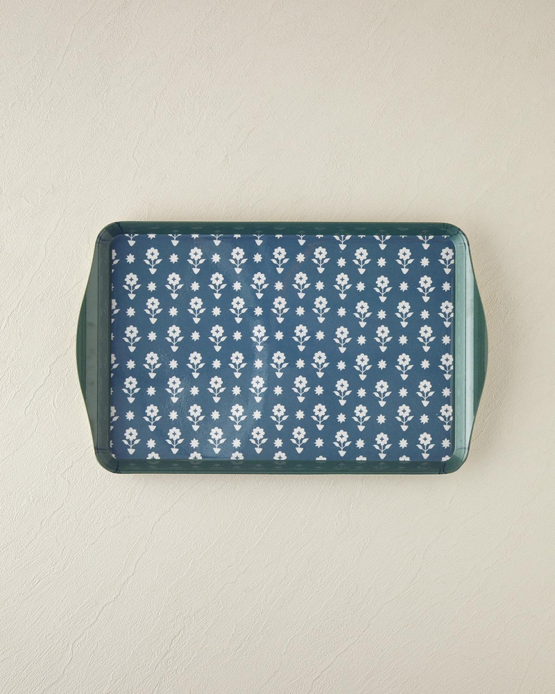 Retro Style Melamin Tepsi 24x39 Cm Lacivert