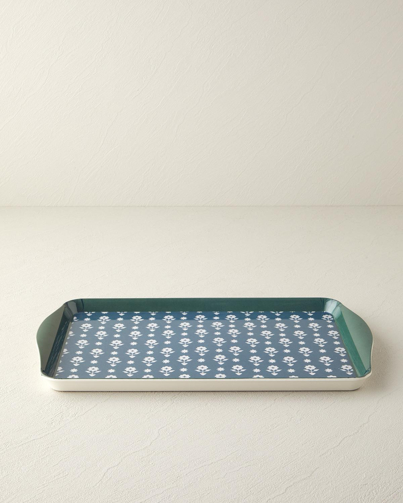 Retro Style Melamin Tepsi 24x39 Cm Lacivert