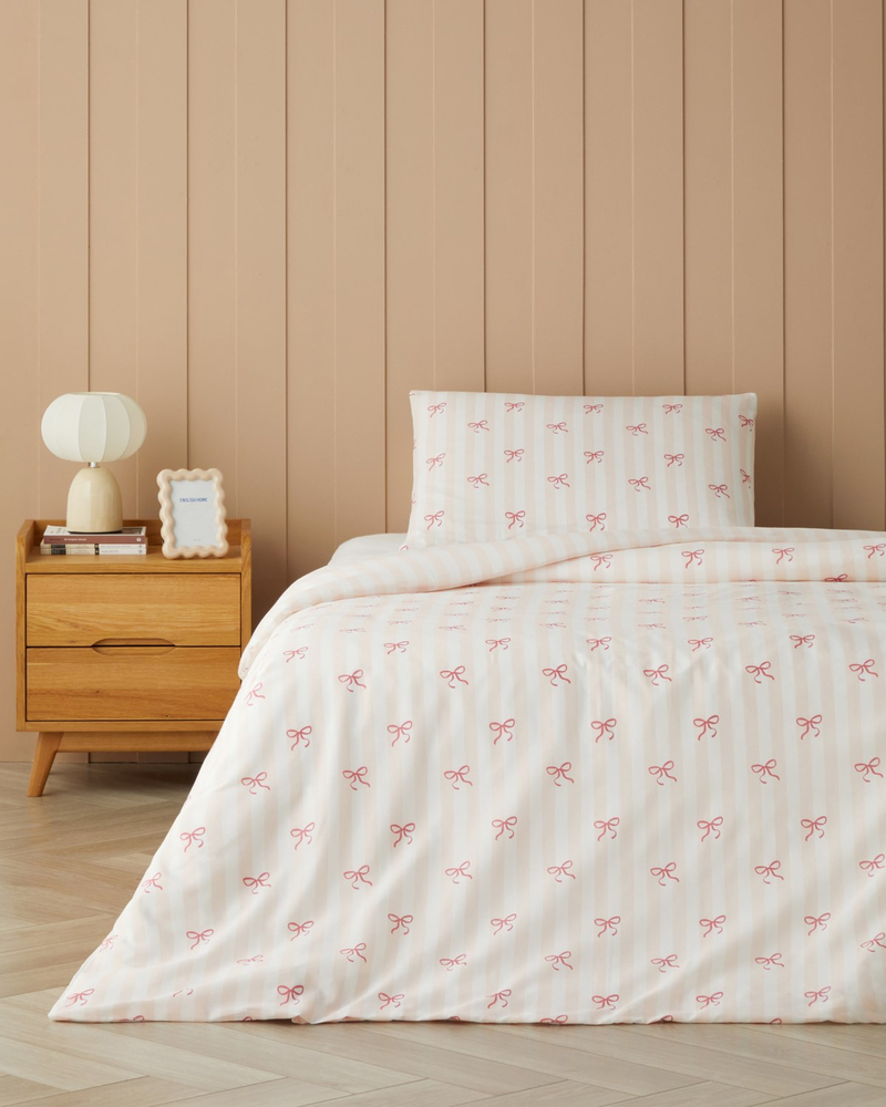 Ribbon Glow Kolay Ütülenir Tek Kişilik Nevresim Seti 160x220 cm Pembe