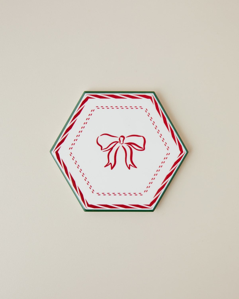 Ribbon Joy Seramik Bardak Altlığı 11 cm Kırmızı