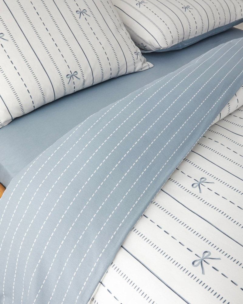 Ribbon Line Kolay Ütülenir Tek Kişilik Nevresim Takımı 160x220 cm Mavi