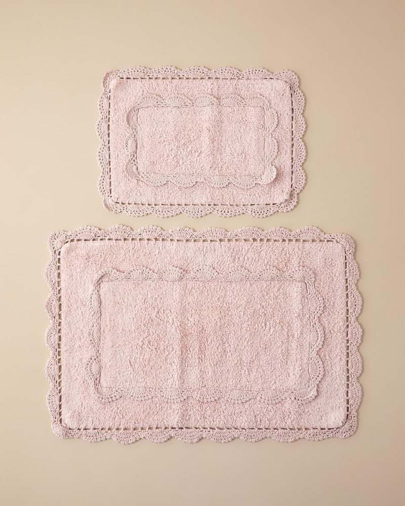 Romantic Pamuklu Banyo Paspası Seti Pembe