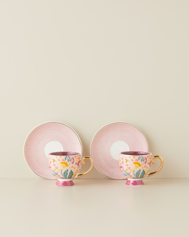 Rosalie New Bone China 4 Parça 2 Kişilik Kahve Fincan Takımı 100 ml Renkli