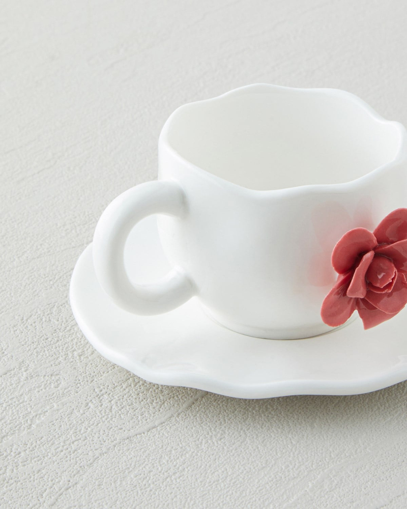 Rosea New Bone China 4 Parça 2 Kişilik Kahve Fincan Takımı 100 ml Pembe - Mint