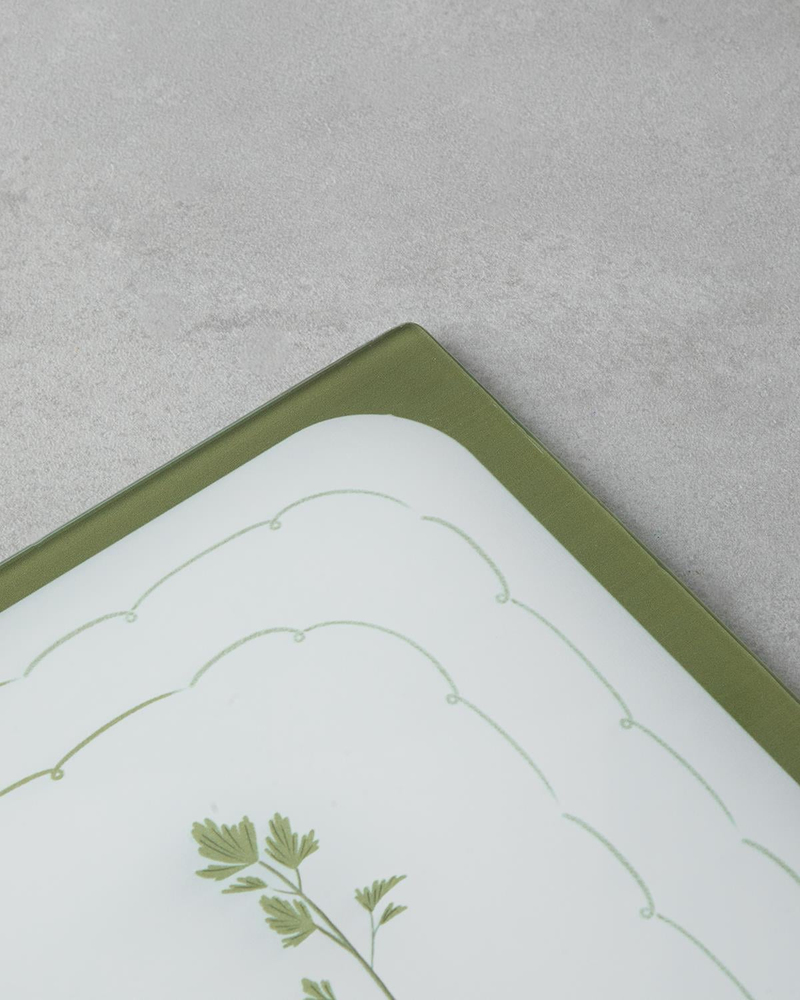 Rosemary Cam Kesme Tahtası 25x35 cm Yeşil-Beyaz
