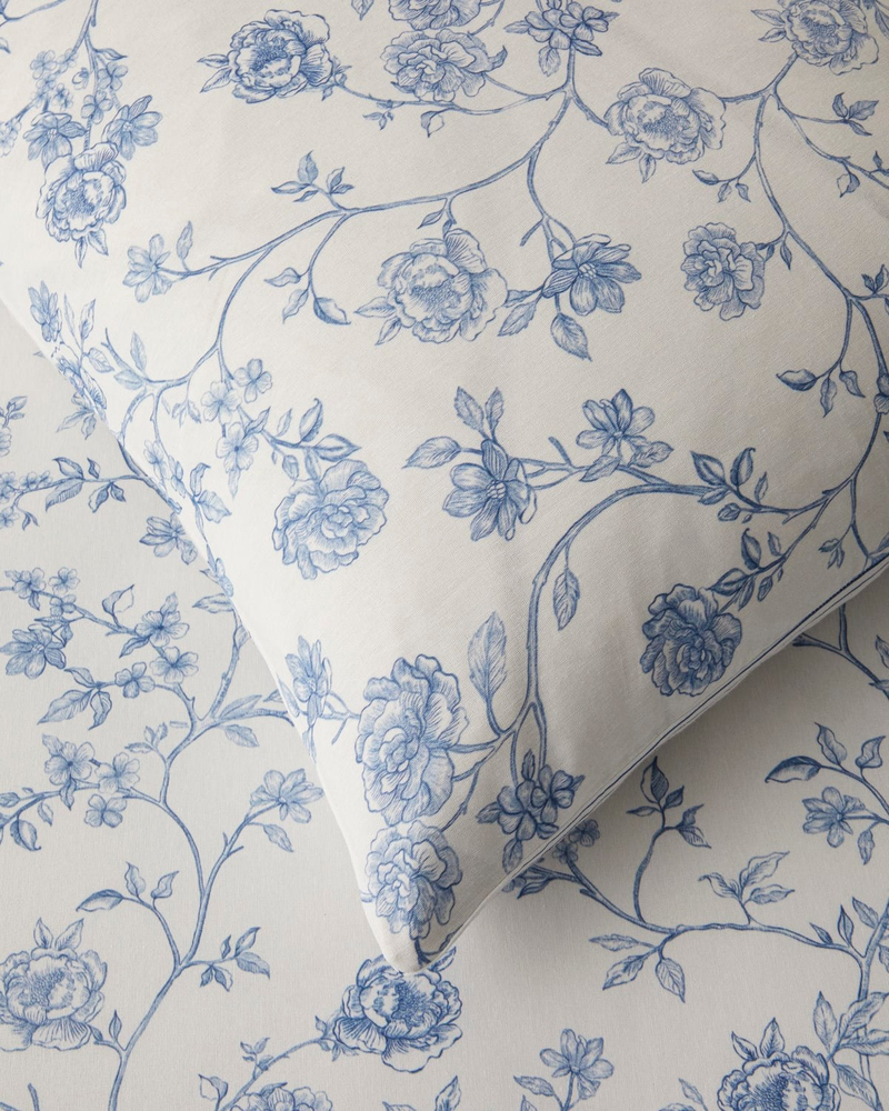 Roses Vine Kolay Ütülenir Çift Kişilik Nevresim Seti 200x220 cm Mavi