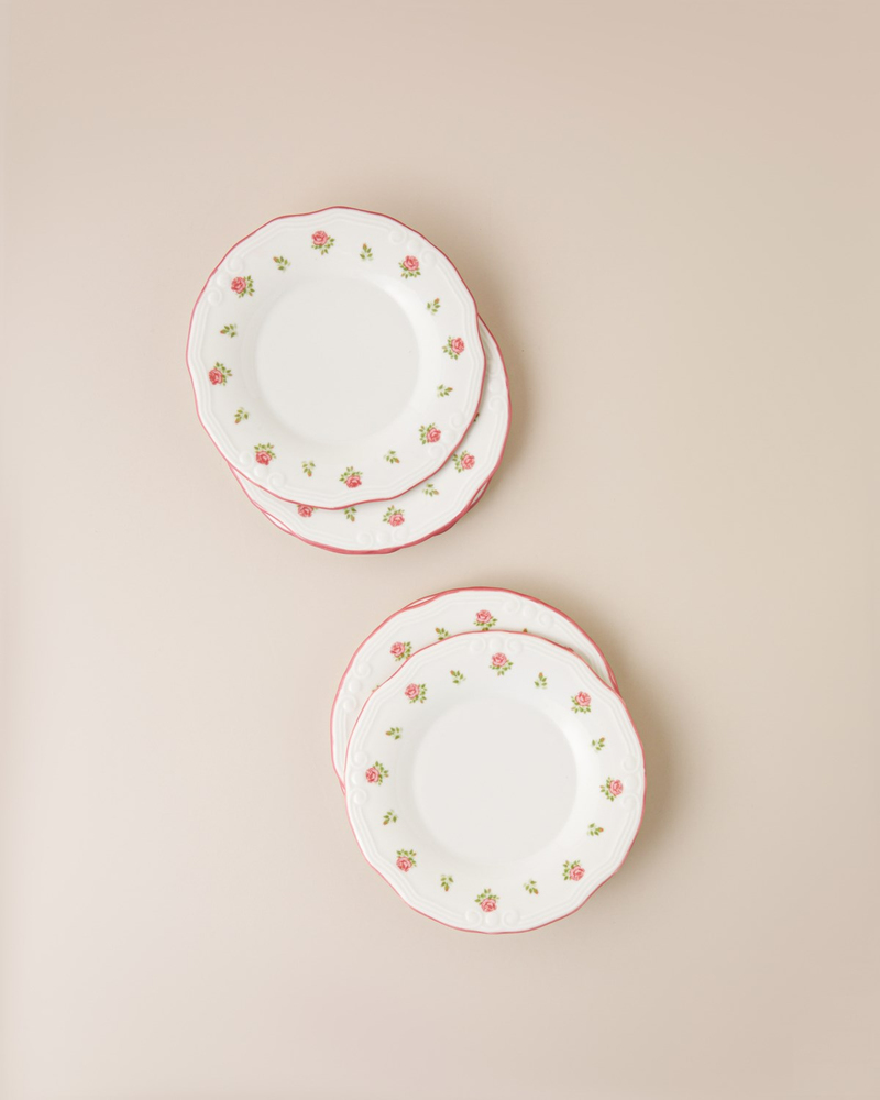 Rosette Porselen 6'lı Pasta Seti 22 cm Pembe