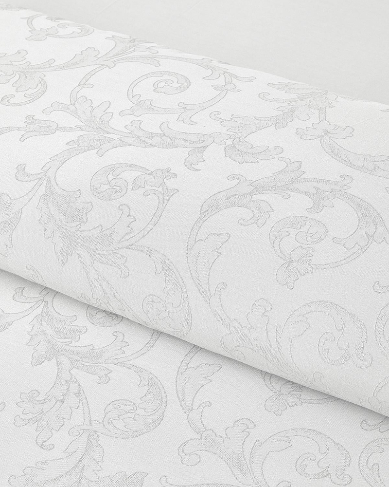 Royal Scroll Jakarlı Pamuk Saten Çift Kişilik Nevresim Takımı 200x220 cm Beyaz