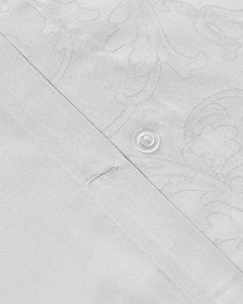 Royal Scroll Jakarlı Pamuk Saten Çift Kişilik Nevresim Takımı 200x220 cm Beyaz