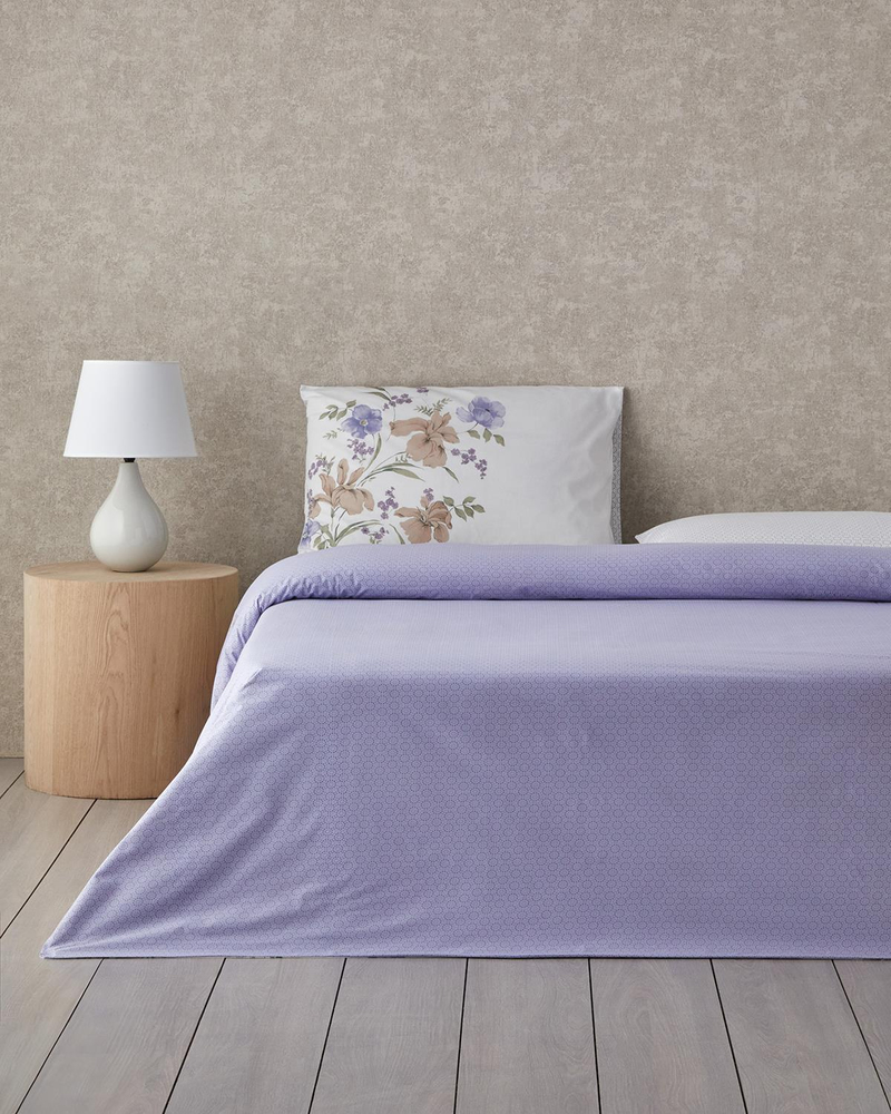 Rustic Blossom Pamuk Çift Kişilik Nevresim Takımı 200x220 cm Lila - Bej