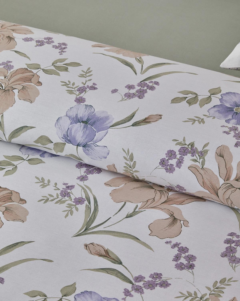 Rustic Blossom Pamuk Tek Kişilik Nevresim Takımı 160x220 cm Lila - Bej