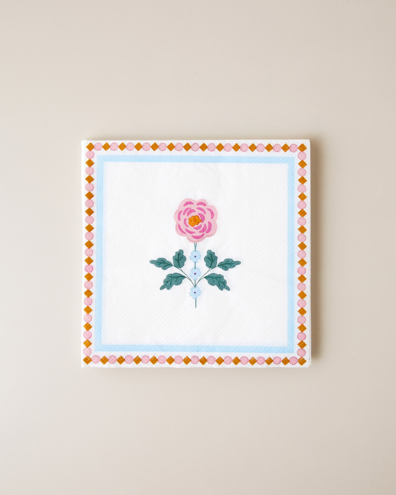 Rustic Florals Kağıt 20'li Kağıt Peçete 33x33 cm Mavi - Pembe