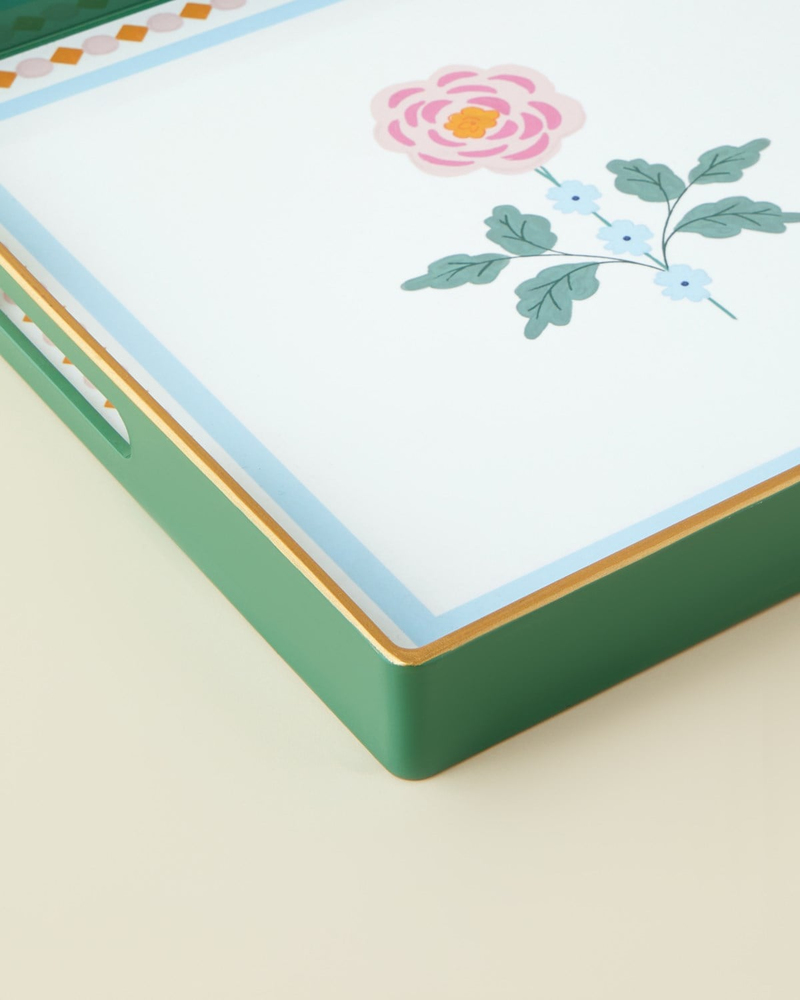 Rustic Florals PP Tepsi 35,5x35,5 Cm Yeşil