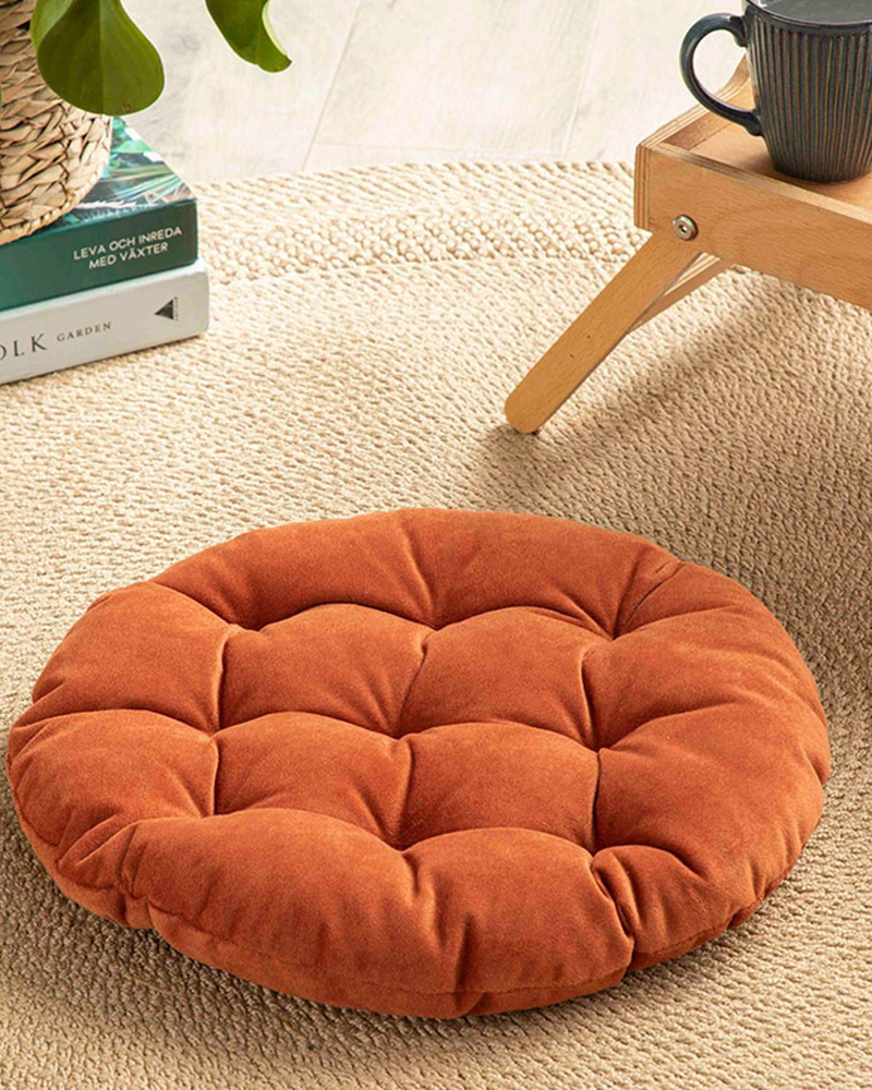 Sandy Round Kadife Sandalye Minderi Kiremit