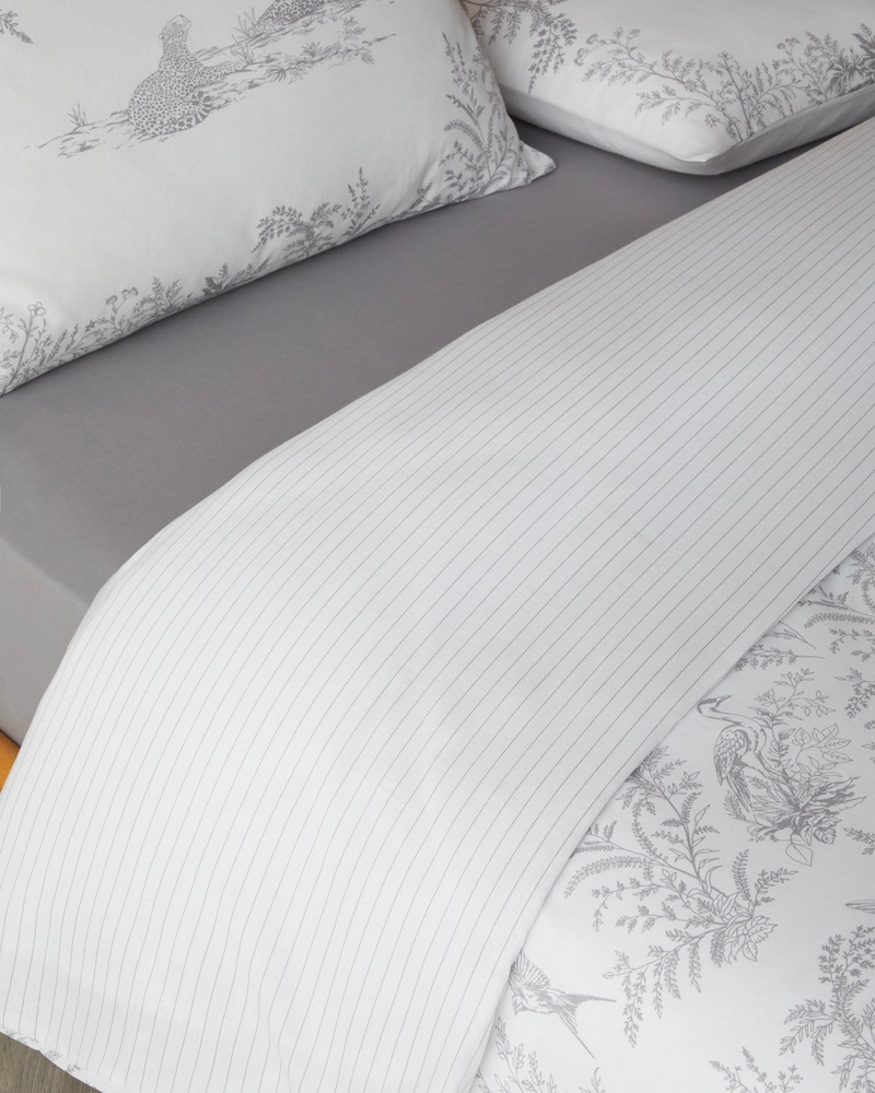 Savanna Pamuk Çift Kişilik Çarşaflı Nevresim Takımı 200x220 cm Açık Gri