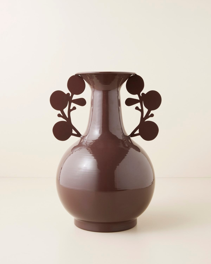 Savory Metal Vazo 38,5 cm Kahve