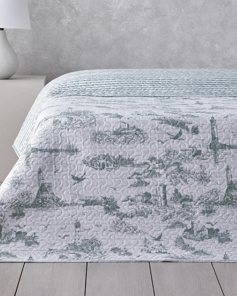 Seaside Serenity Tek Kişilik Çok Amaçlı Örtü 160x220 cm Seledon